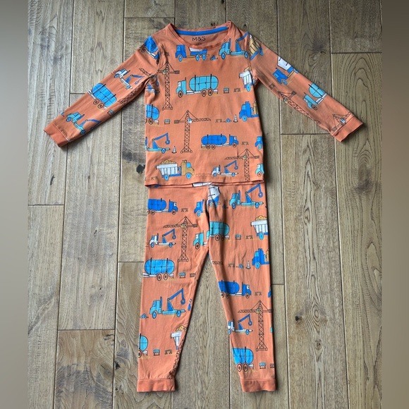 Mark & Spencer M&S Collection Cotton Rich Transport Print Pajamas size 3-4 Years - Picture 3 of 11